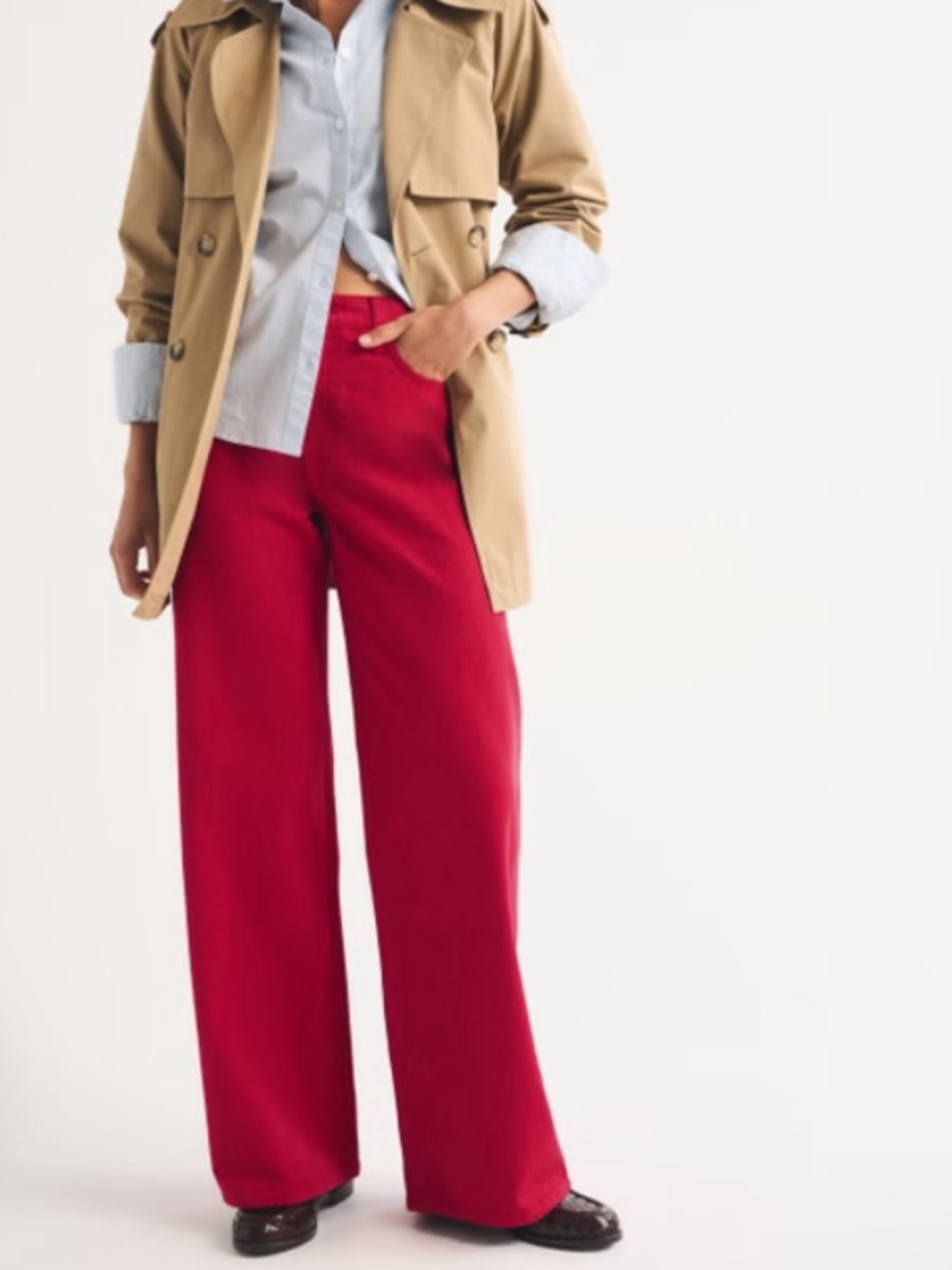 Abercrombie and Fitch , women’s 29 long, Wide Leg High-Rise Red jeans. New tags